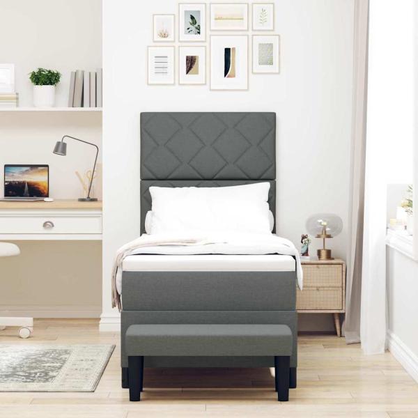 Boxspringbett mit Kopfteil Dunkelgrau 80 x 200 cm Stoff