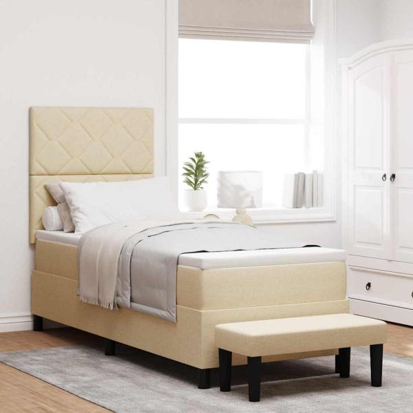 ARDEBO.de - Boxspringbett mit Kopfteil Creme 80 x 200 cm Stoff