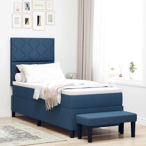 ARDEBO.de - Boxspringbett mit Kopfteil Blau 80 x 200 cm Stoff