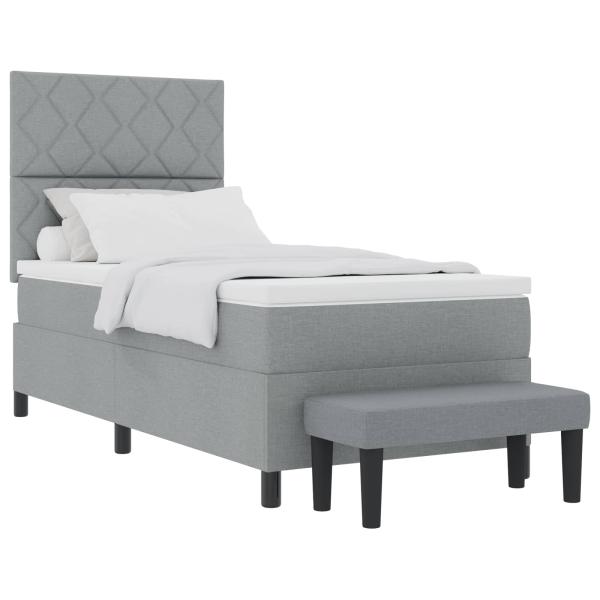 Boxspringbett mit Kopfteil Hellgrau 90 x 200 cm Stoff