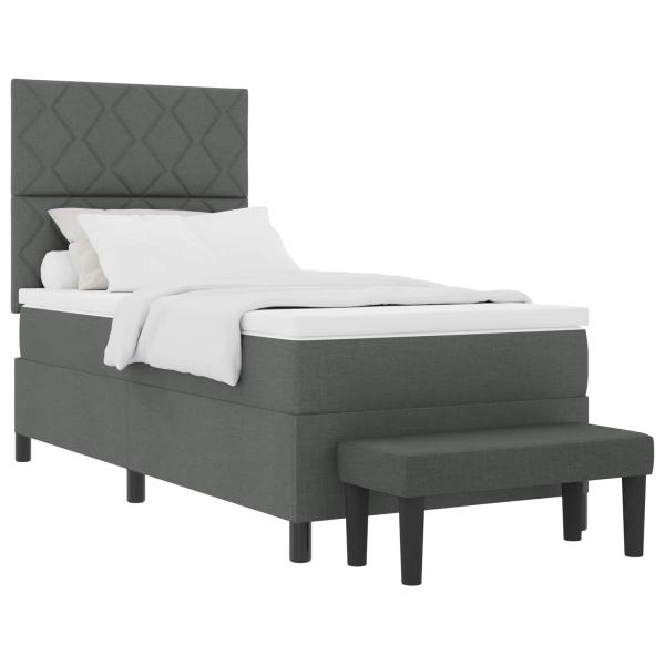 Boxspringbett mit Kopfteil Dunkelgrau 100 x 200 cm Stoff