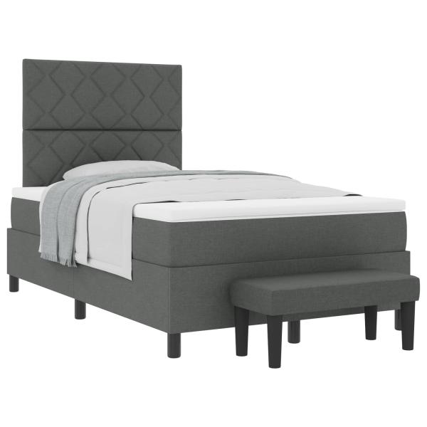Boxspringbett mit Kopfteil Dunkelgrau 120 x 200 cm Stoff