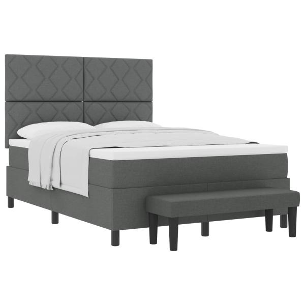 Boxspringbett mit Kopfteil Dunkelgrau 140 x 200 cm Stoff