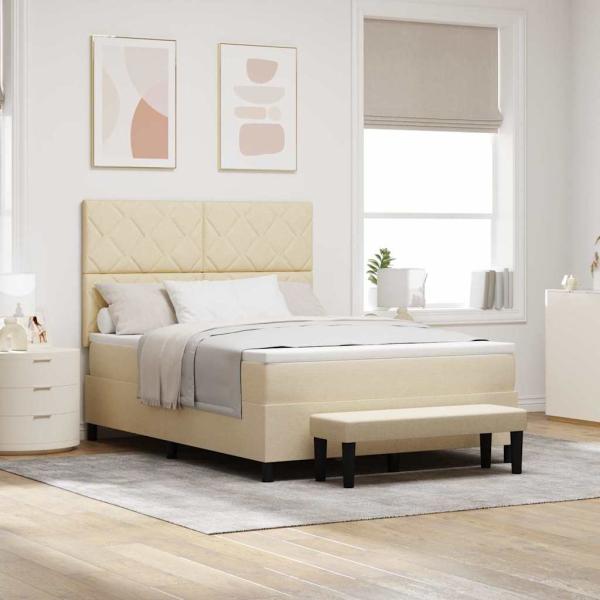 ARDEBO.de - Boxspringbett mit Kopfteil Creme 160 x 200 cm Stoff