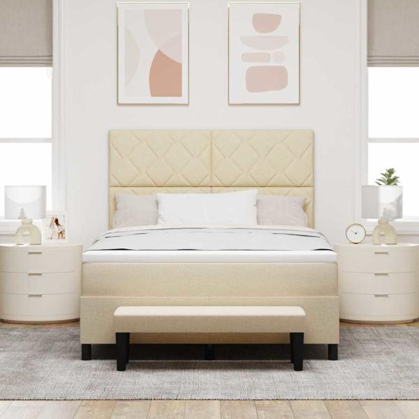 Boxspringbett mit Kopfteil Creme 160 x 200 cm Stoff