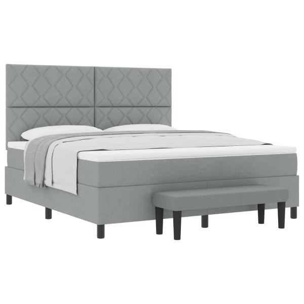 Boxspringbett mit Kopfteil Hellgrau 180 x 200 cm Stoff