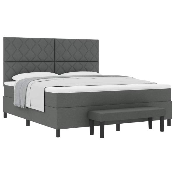 Boxspringbett mit Kopfteil Dunkelgrau 180 x 200 cm Stoff