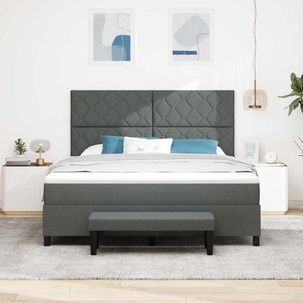 Boxspringbett mit Kopfteil Dunkelgrau 180 x 200 cm Stoff