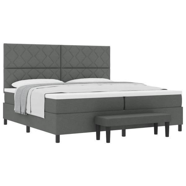 Boxspringbett mit Kopfteil Dunkelgrau 200 x 200 cm Stoff