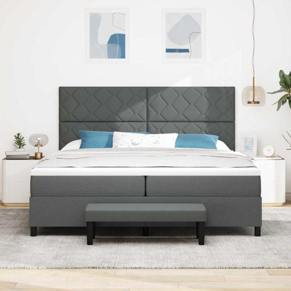 Boxspringbett mit Kopfteil Dunkelgrau 200 x 200 cm Stoff
