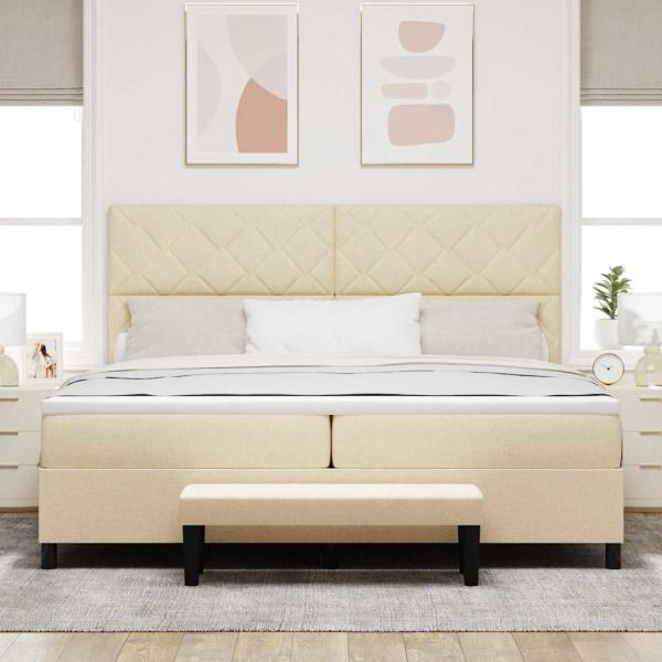 Boxspringbett mit Kopfteil Creme 200 x 200 cm Stoff