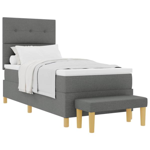 Boxspringbett mit Kopfteil Dunkelgrau 200 x 100 cm Stoff