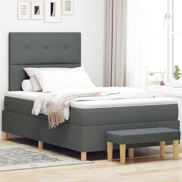 ARDEBO.de - Boxspringbett mit Kopfteil Dunkelgrau 190 x 120 cm Stoff