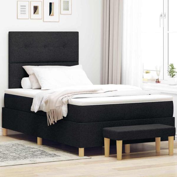 ARDEBO.de - Boxspringbett mit Kopfteil Schwarz 190 x 120 cm Stoff