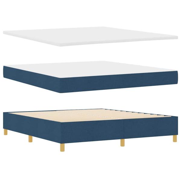 Boxspringbett mit Kissen mit Kopfteil Blau 200 x 180 cm Stoff