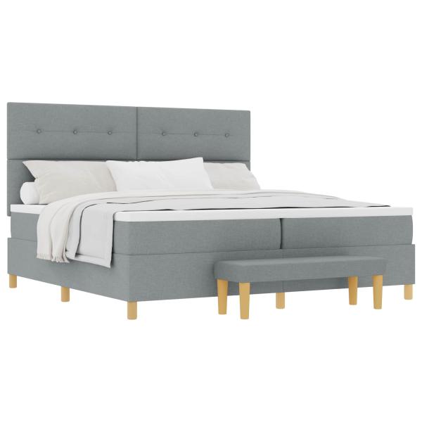 Boxspringbett mit Kopfteil Hellgrau 200 x 200 cm Stoff