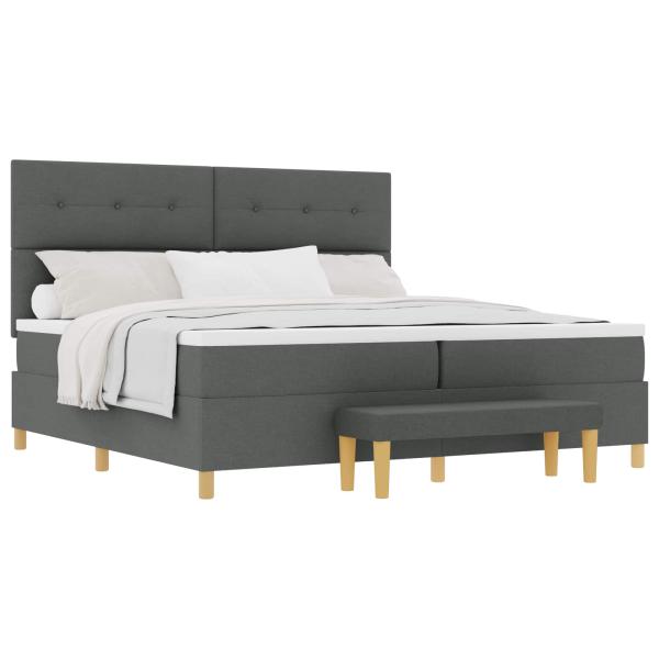 Boxspringbett mit Kopfteil Dunkelgrau 200 x 200 cm Stoff