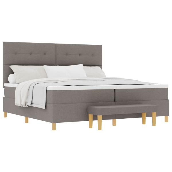 Boxspringbett mit Kopfteil Taupe 200 x 200 cm Stoff