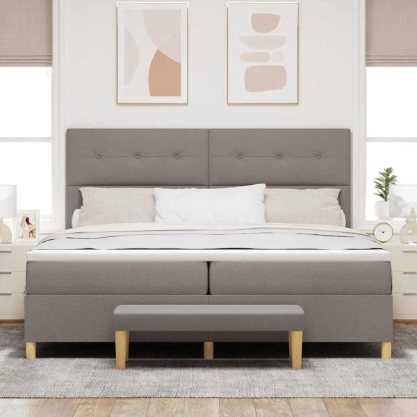 Boxspringbett mit Kopfteil Taupe 200 x 200 cm Stoff