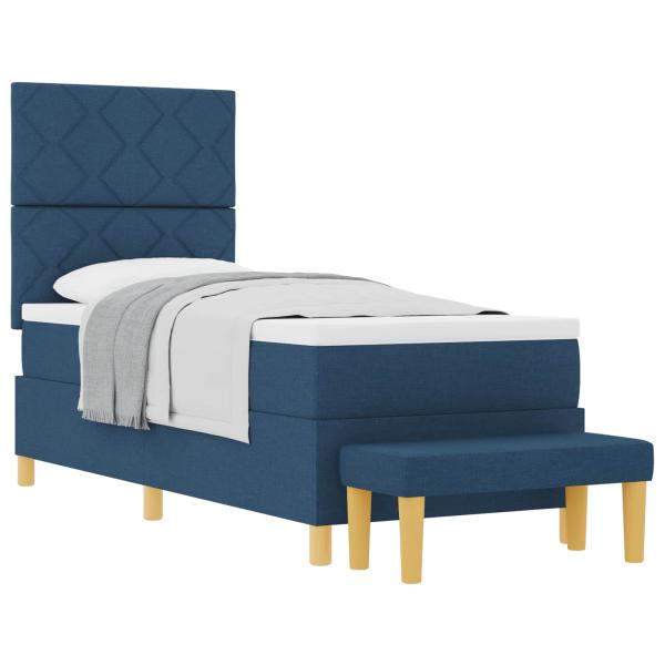 Boxspringbett mit Kopfteil Blau 200 x 80 cm Stoff