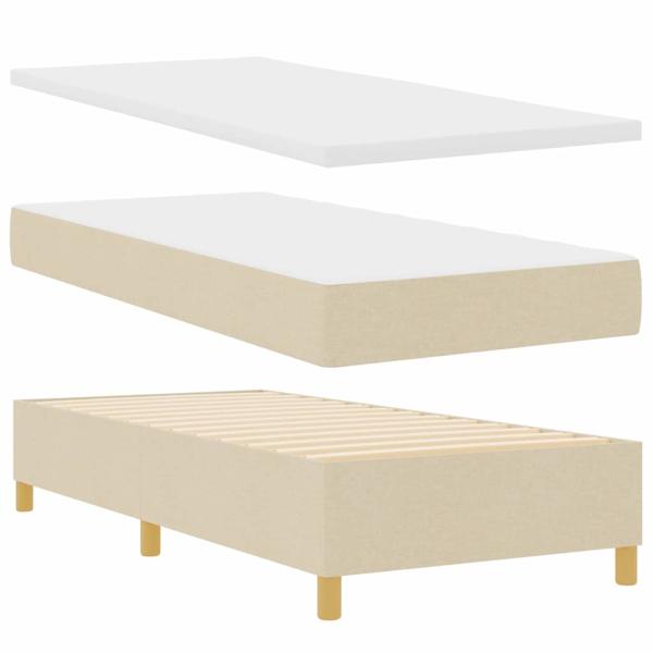 Boxspringbett mit Kissen mit Kopfteil Creme 190 x 90 cm Stoff