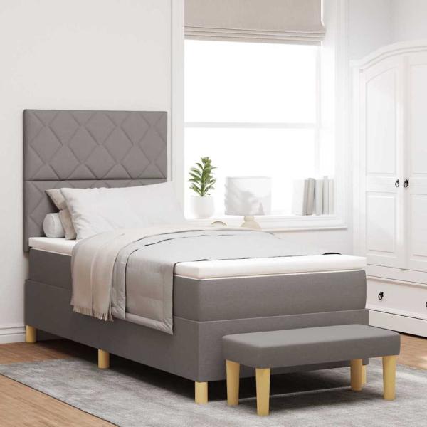 ARDEBO.de - Boxspringbett mit Kopfteil Taupe 100 x 200 cm Stoff