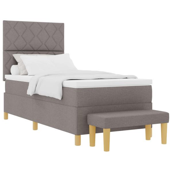 Boxspringbett mit Kopfteil Taupe 100 x 200 cm Stoff
