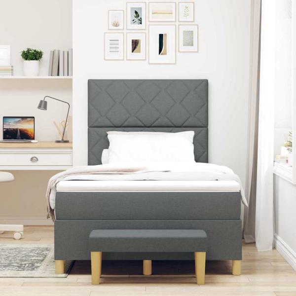 Boxspringbett mit Kopfteil Dunkelgrau 190 x 120 cm Stoff