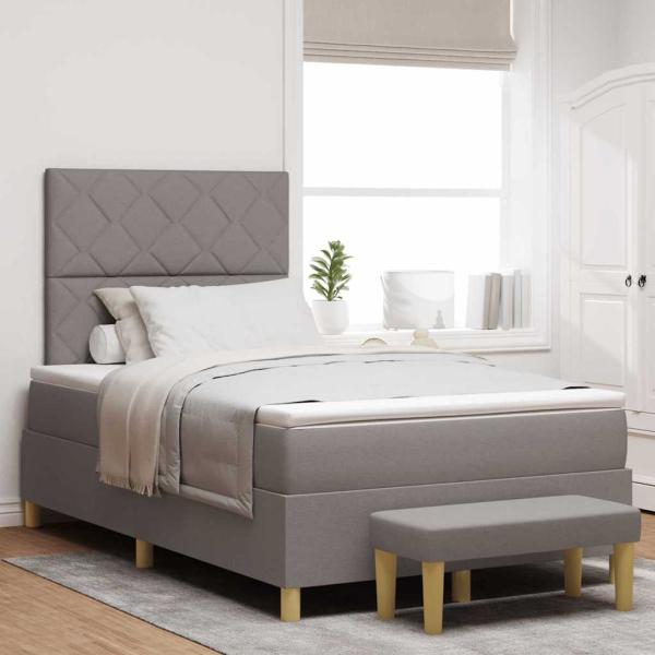 ARDEBO.de - Boxspringbett mit Kopfteil Taupe 200 x 120 cm Stoff