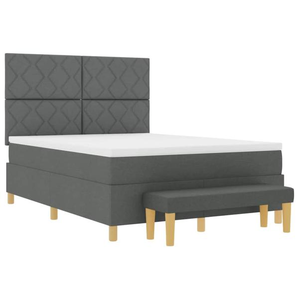 Boxspringbett mit Kopfteil Dunkelgrau 190 x 140 cm Stoff