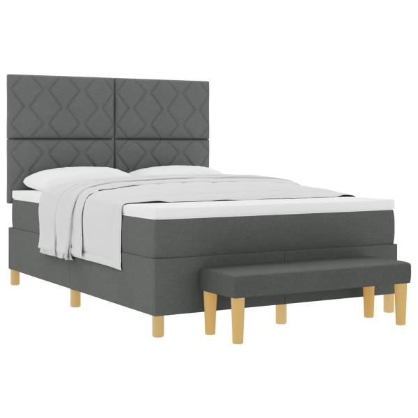 Boxspringbett mit Kopfteil Dunkelgrau 200 x 140 cm Stoff