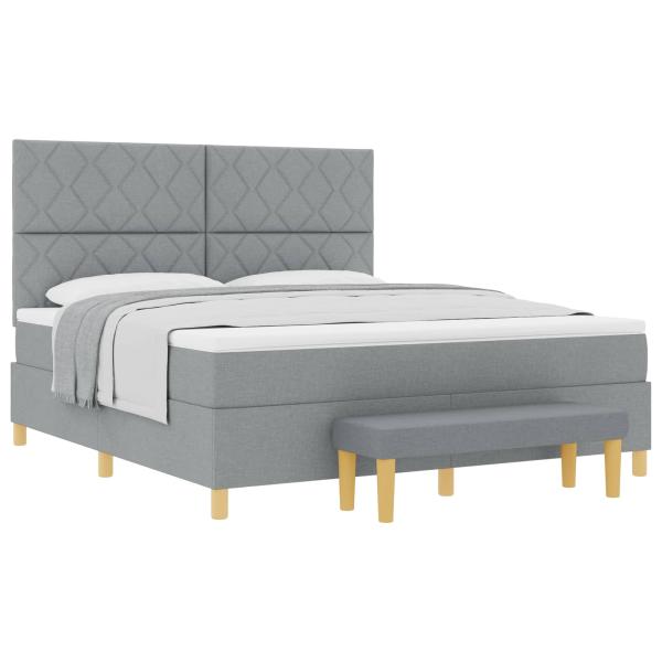 Boxspringbett mit Kopfteil Hellgrau 200 x 180 cm Stoff