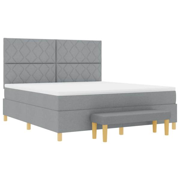 Boxspringbett mit Kopfteil Hellgrau 200 x 180 cm Stoff