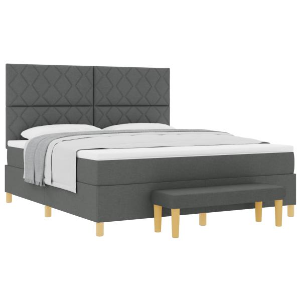 Boxspringbett mit Kissen Dunkelgrau 200 x 180 cm Stoff