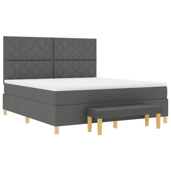 Boxspringbett mit Kissen Dunkelgrau 200 x 180 cm Stoff