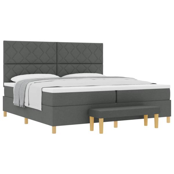Boxspringbett mit Kopfteil Dunkelgrau 200 x 200 cm Stoff