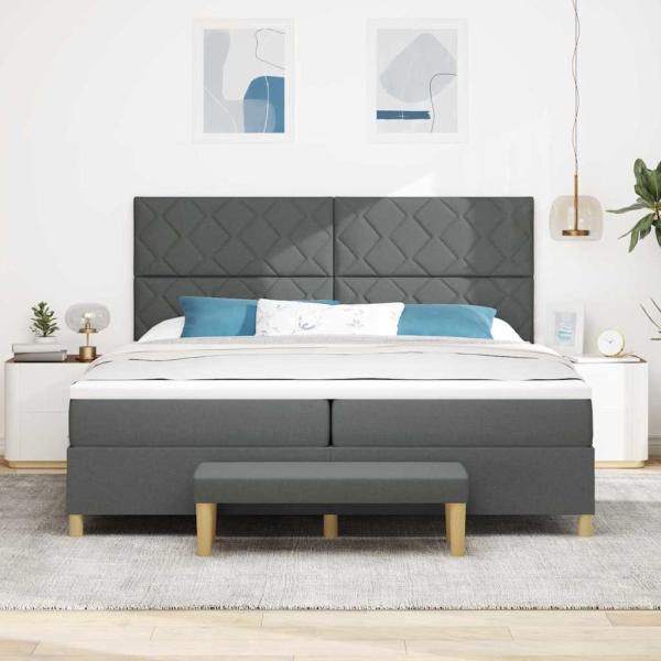 Boxspringbett mit Kopfteil Dunkelgrau 200 x 200 cm Stoff