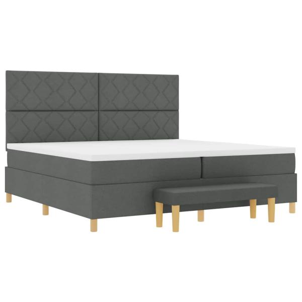 Boxspringbett mit Kopfteil Dunkelgrau 200 x 200 cm Stoff