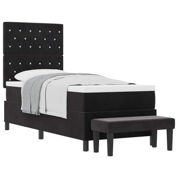 Boxspringbett mit Kopfteil Schwarz 200 x 80 cm Samt