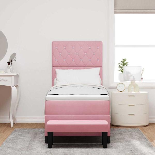 Boxspringbett mit Kopfteil Rosa 200 x 80 cm Samt