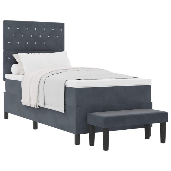 Boxspringbett mit Kopfteil Dunkelgrau 200 x 100 cm Samt