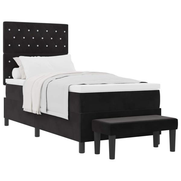 Boxspringbett mit Kissen mit Kopfteil Schwarz 200 x 100 cm Samt