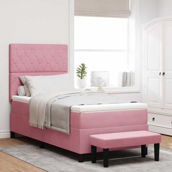 ARDEBO.de - Boxspringbett mit Kopfteil Rosa 200 x 100 cm Samt