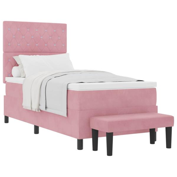 Boxspringbett mit Kopfteil Rosa 200 x 100 cm Samt