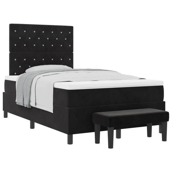 Boxspringbett mit Kopfteil Schwarz 200 x 120 cm Samt