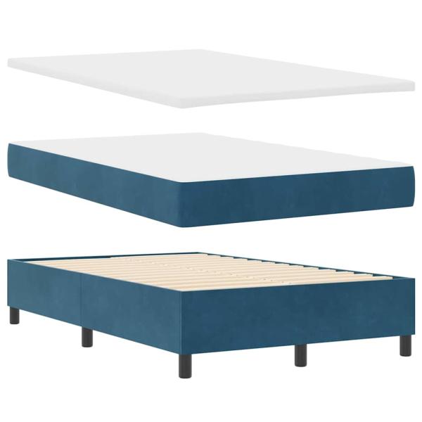 Boxspringbett mit Kopfteil Dunkelblau 200 x 120 cm Samt