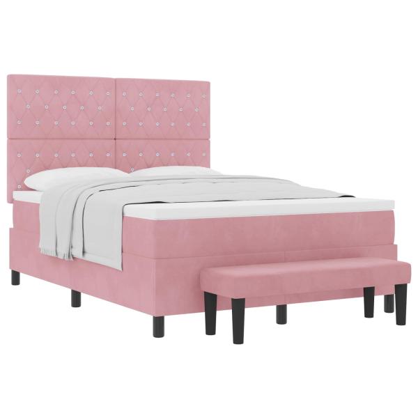 Boxspringbett mit Kopfteil Rosa 190 x 140 cm Samt