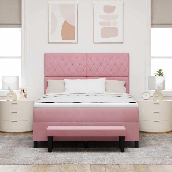 Boxspringbett mit Kopfteil Rosa 190 x 140 cm Samt