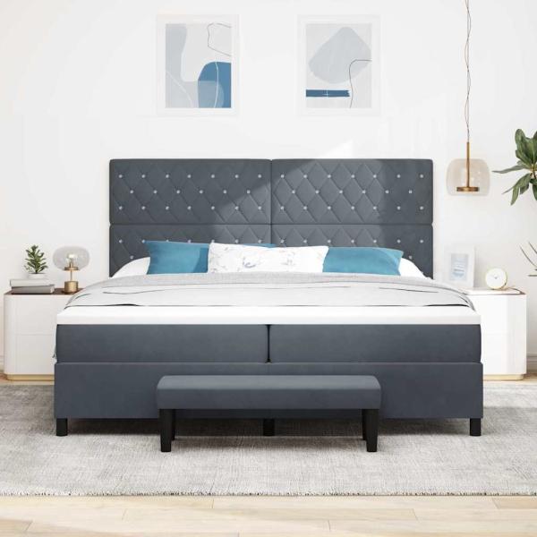 Boxspringbett mit Matratze Dunkelgrau 200 x 200 cm Samt