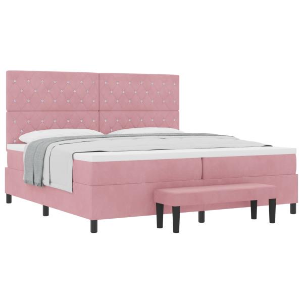 Boxspringbett mit Matratze mit Kopfteil Rosa 200 x 200 cm Samt